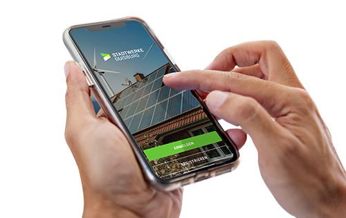 Die StadtwerkE-App auf dem Smartphone